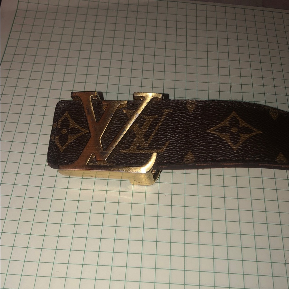 Louis Vuitton Monogram Canvas Belt with Gold LV Buckle - Brown/Gold